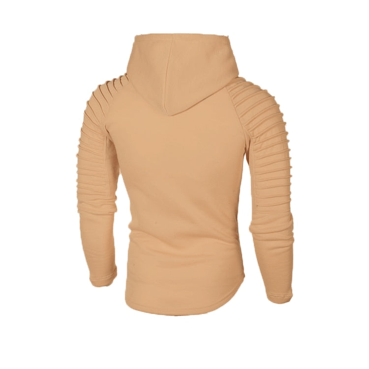 Wygodna bluza męska z kapturem, prążkowane rękawy. Idealna na jesień, modny styl.