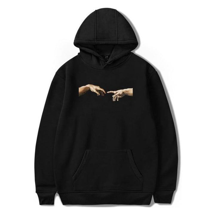 Męska bluza z kapturem z artystycznym nadrukiem dłoni. Modna i wygodna odzież streetwear.