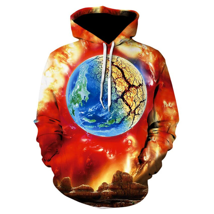Komfortowa męska bluza z kapturem z unikalnym kosmicznym wzorem 3D. Stylowa odzież streetwear dla mężczyzn.