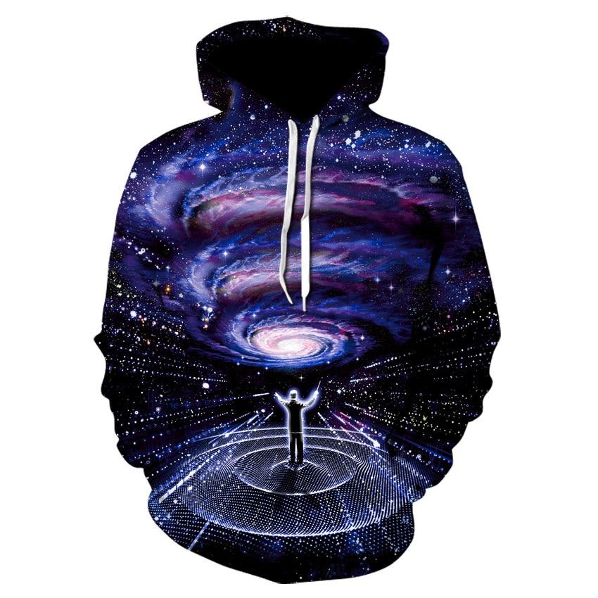 Męska bluza z kapturem, kosmiczny styl. Nadruk 3D wszechświata, komfort i jakość. Idealna odzież streetwear.