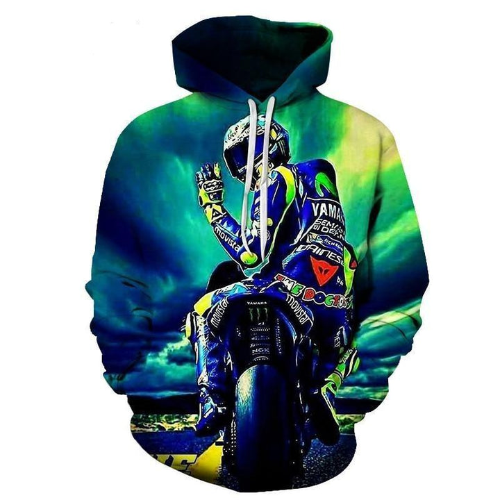 Męska bluza z kapturem z unikalnym nadrukiem motocyklowym. Odzież casualowa, symbol pasji do motocykli.