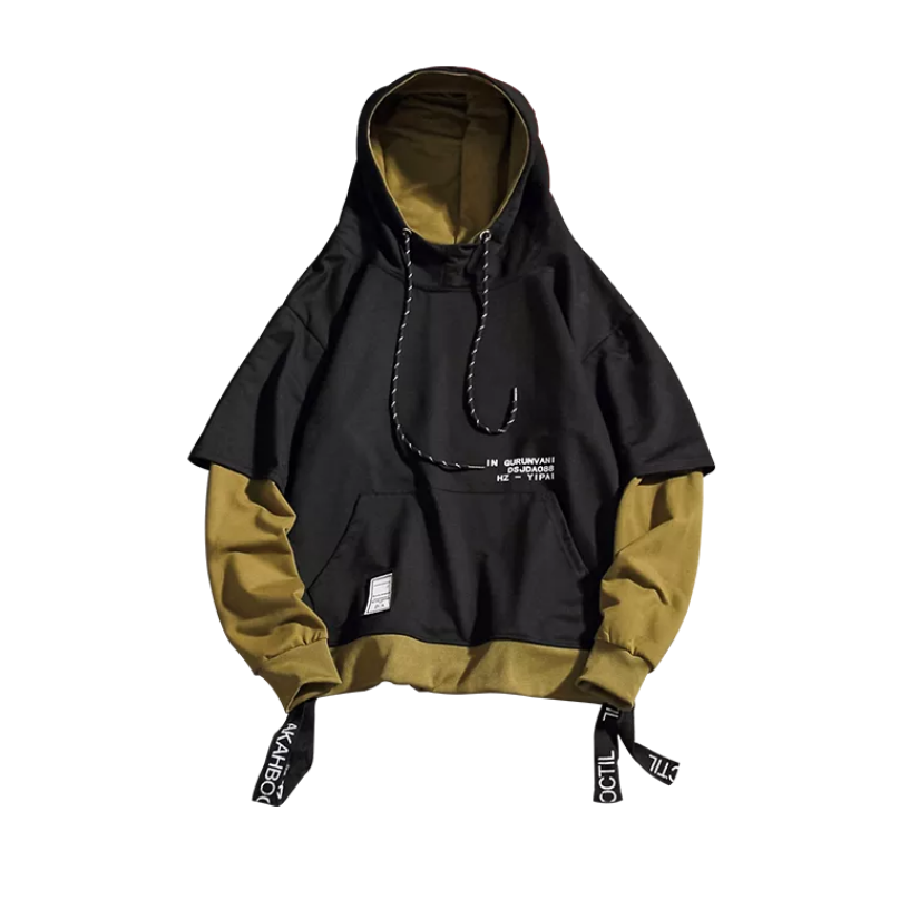 Męska dwukolorowa bluza z kapturem, luźny krój, idealna do streetwearu. Wygodna, ciepła, sportowa.