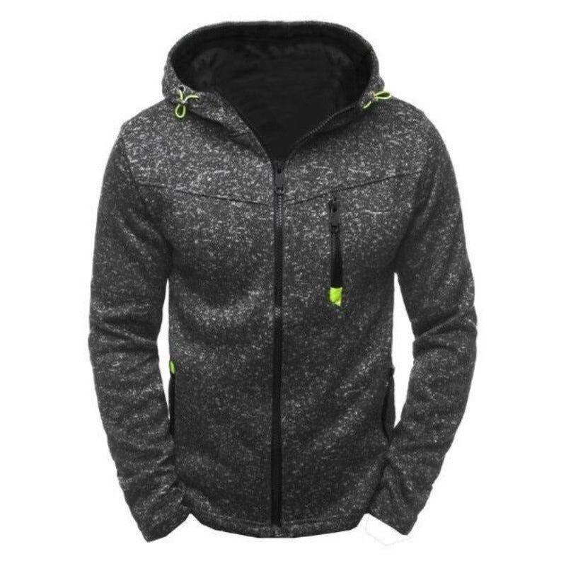 Praktyczna męska bluza z kapturem, rozpinana, z kieszeniami. Wygodna i stylowa, idealna do jesiennych outfitów.