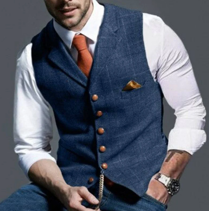 Męska kamizelka jesienna Henri. Elegancka, klasyczna kamizelka w stylu vintage, idealna do smart casual.
