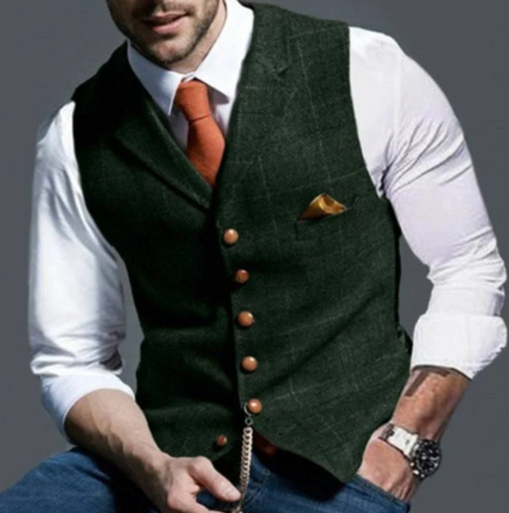 Wygodna jesienna kamizelka męska Henri. Klasyczna i elegancka, pasuje do wielu stylizacji smart casual.