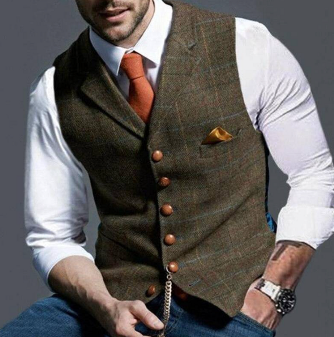 Kamizelka Henri, męska jesienna. Elegancka i modna odzież męska, idealna do jesiennych stylizacji smart casual.