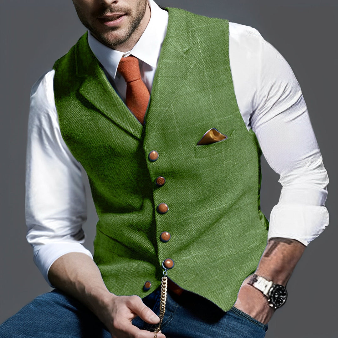 Elegancka męska kamizelka wizytowa. Klasyczny styl, idealna na spotkania biznesowe i casual.