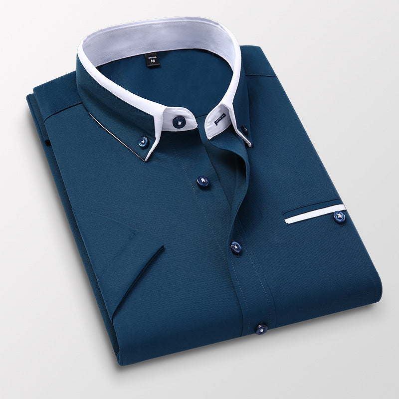 Elegancka casualowa koszula męska slim fit. Modny styl na lato i wakacje, idealna na co dzień.