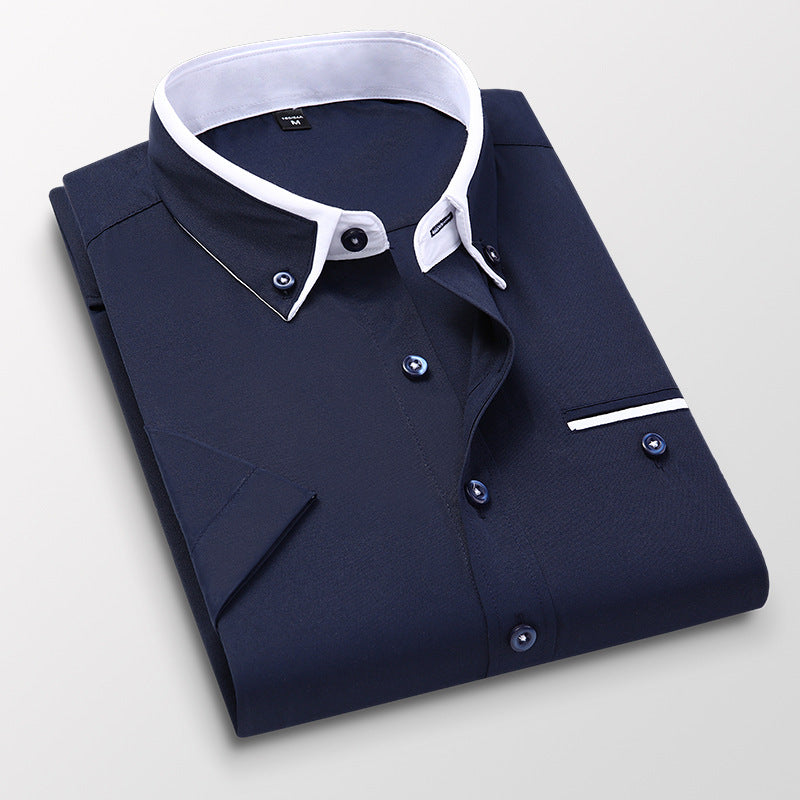 Nowoczesna męska koszula slim fit. Modny design, idealna na lato i casualowy, świeży styl.