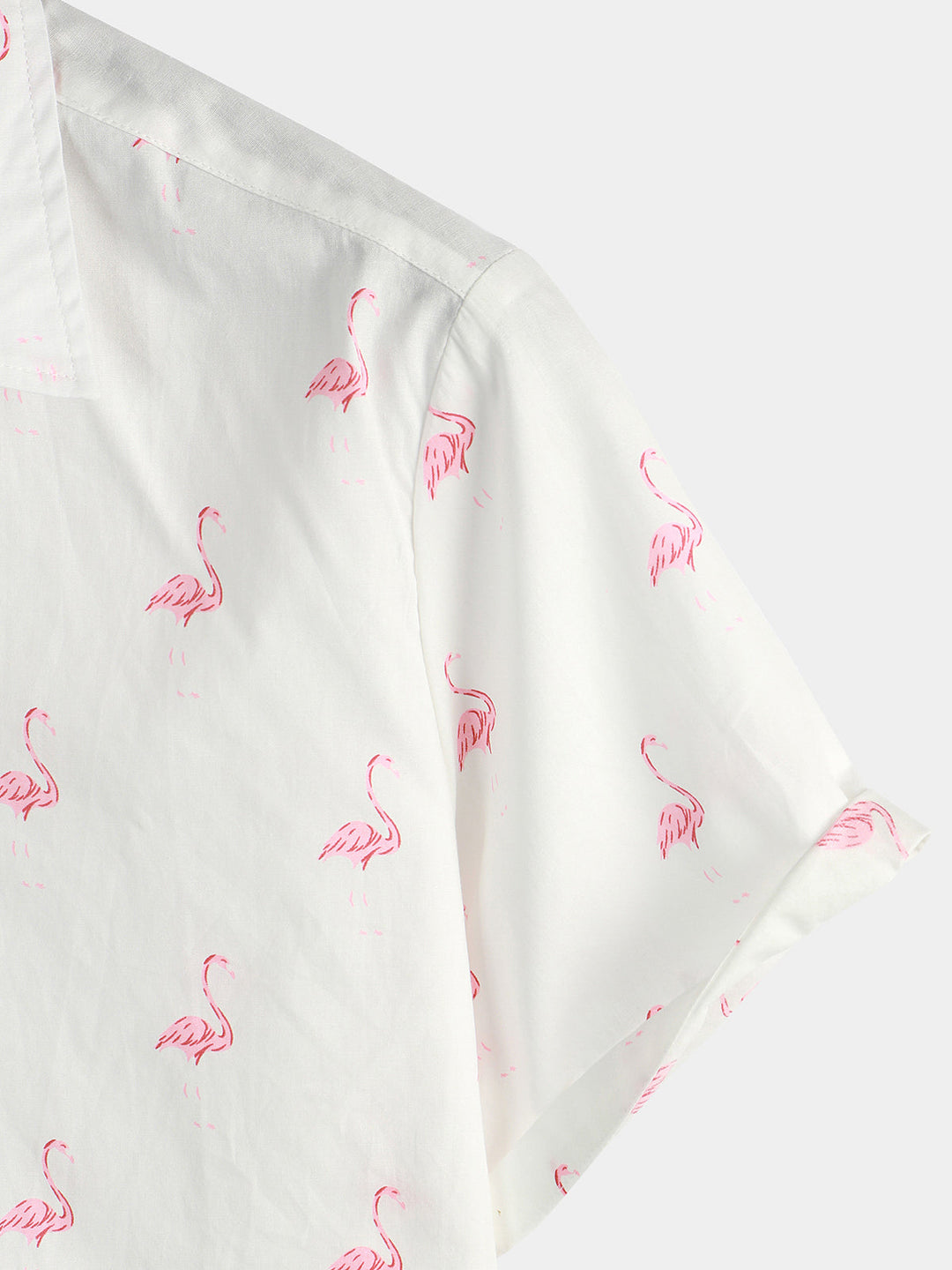 Tropikalna koszula męska hawaii z krótkim rękawem i wzorem flamingów. Idealna na letnie wakacje.
