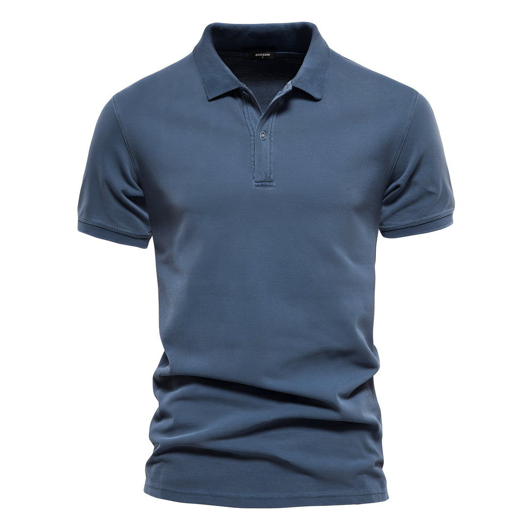 Modna męska koszula polo slim fit, letnia. Idealna dla stylowego mężczyzny, z krótkim rękawem.