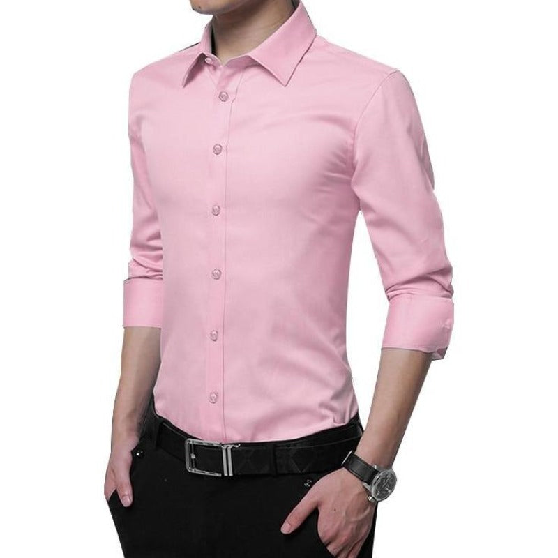 Elegancka męska koszula slim fit z długim rękawem. Wygodna i stylowa, do pracy i na specjalne okazje.