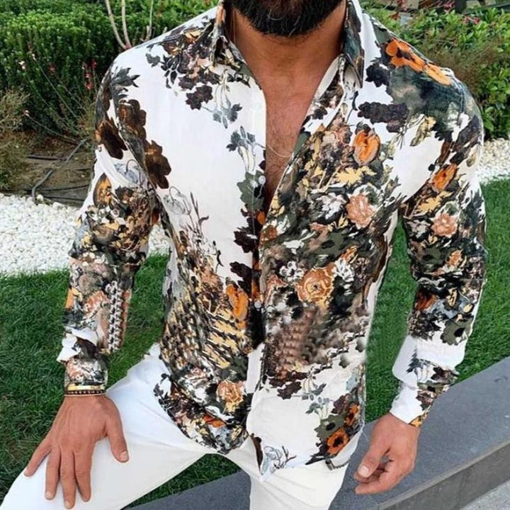 Stylowa męska koszula slim fit z modnym kwiatowym wzorem. Idealna na casualowe wyjścia i formalne okazje.