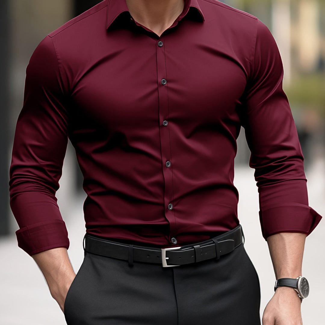 Stylowa męska koszula slim fit z długim rękawem, idealna do smart casual i na swobodne wyjścia.