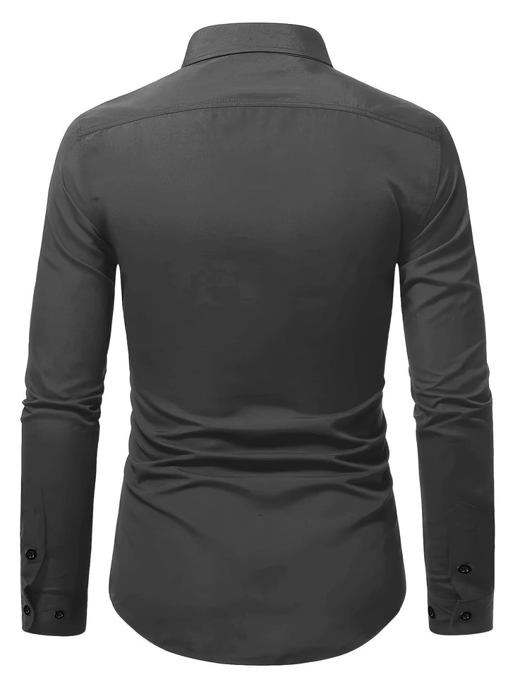 Wszechstronna koszula męska slim fit z długim rękawem, do stylu biznesowego, casual i smart casual.
