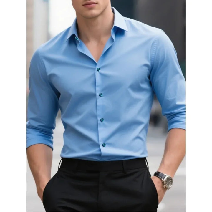 Męska koszula slim fit z długim rękawem. Klasyczna, elegancka, do pracy i na co dzień.