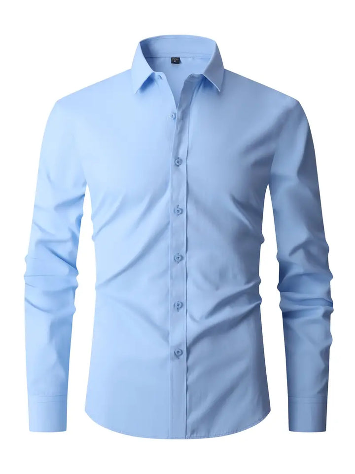 Wygodna męska koszula z długim rękawem slim fit, taliowany krój, na każdą okazję. Elegancka.