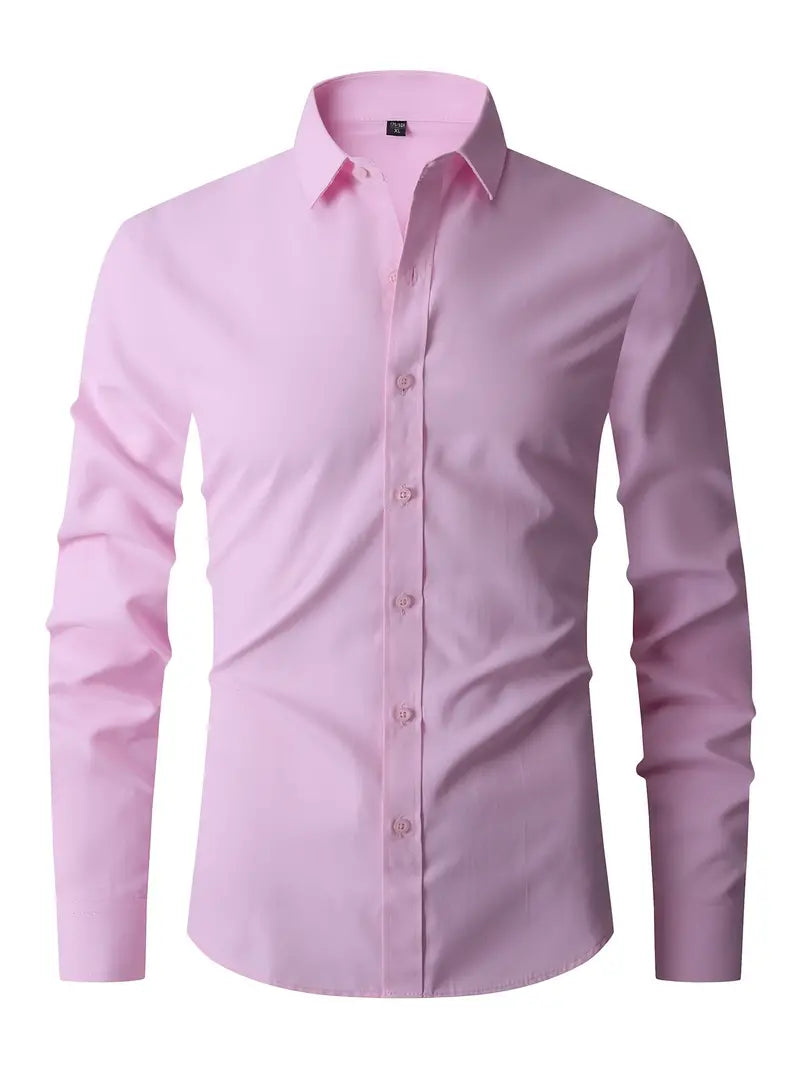 Stylowa męska koszula z długim rękawem, taliowany krój, zapinana na guziki. Odzież męska slim fit.