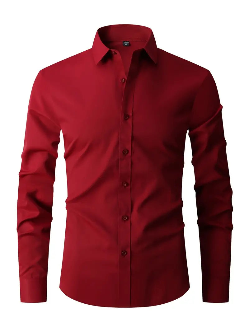 Męska elegancka koszula slim fit z długim rękawem, taliowany krój, zapewniająca modny wygląd.