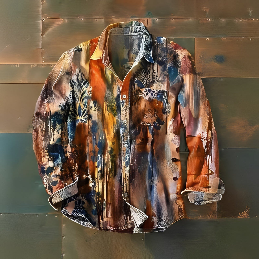 Elegancka męska koszula w kratę, styl vintage. Modny retro wzór. Luźny krój na lato i casualową modę męską.