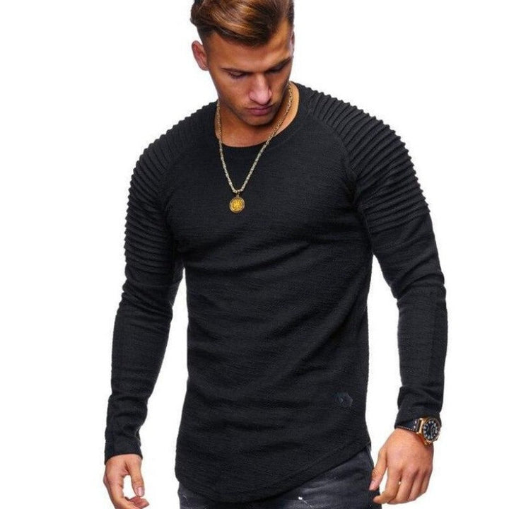 Wygodna męska koszulka z długim rękawem typu o-neck, idealna do casualowych stylizacji.