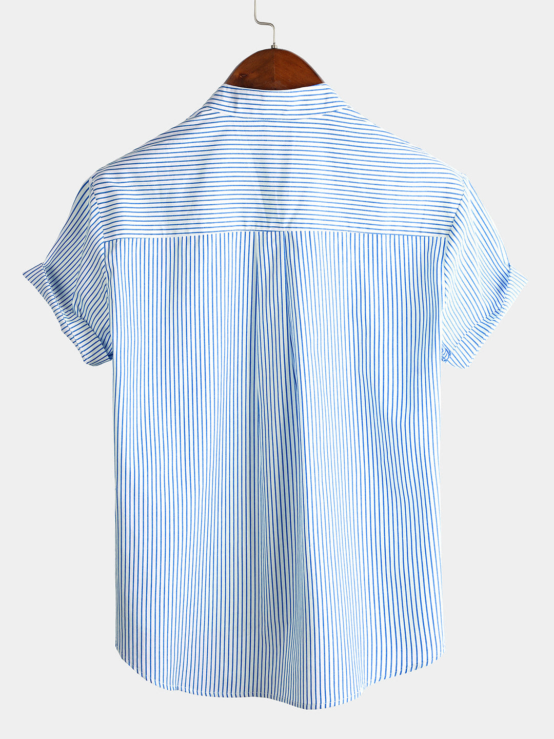 Wygodna męska koszulka Henley z krótkim rękawem, idealna na lato i styl casual. Modny pionowy wzór.