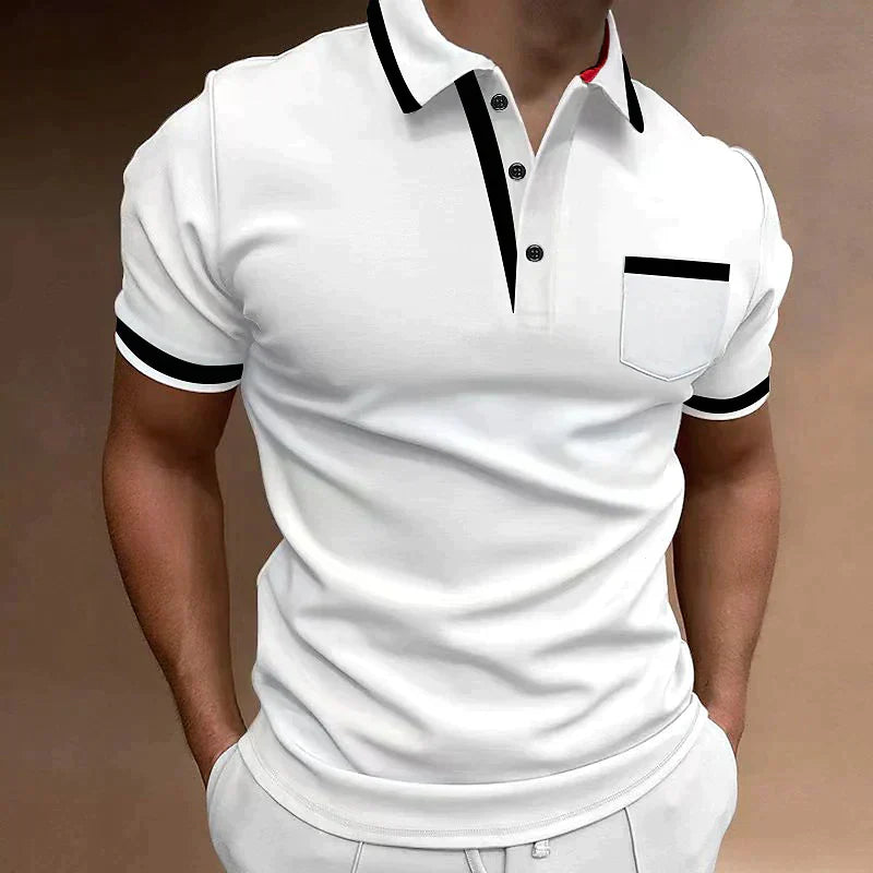 Męska koszulka polo Dominik - elegancka, bawełniana koszulka z kołnierzykiem