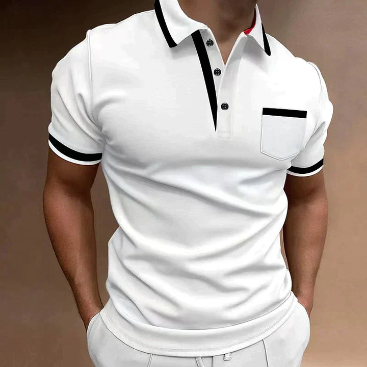 Męska koszulka polo Dominik - elegancka, bawełniana koszulka z kołnierzykiem