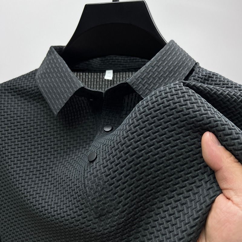 Męska koszulka polo t-shirt na lato z kołnierzykiem, w modnym kolorze, gwarantująca przewiewność i styl.