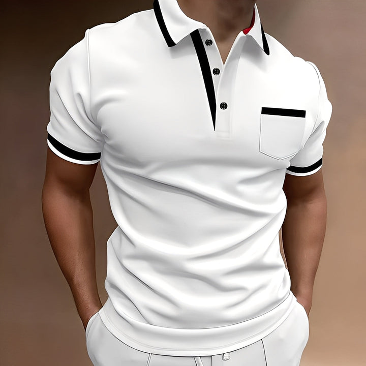 Męska koszulka polo slim fit, elegancka, idealna na lato i stylizacje smart casual.