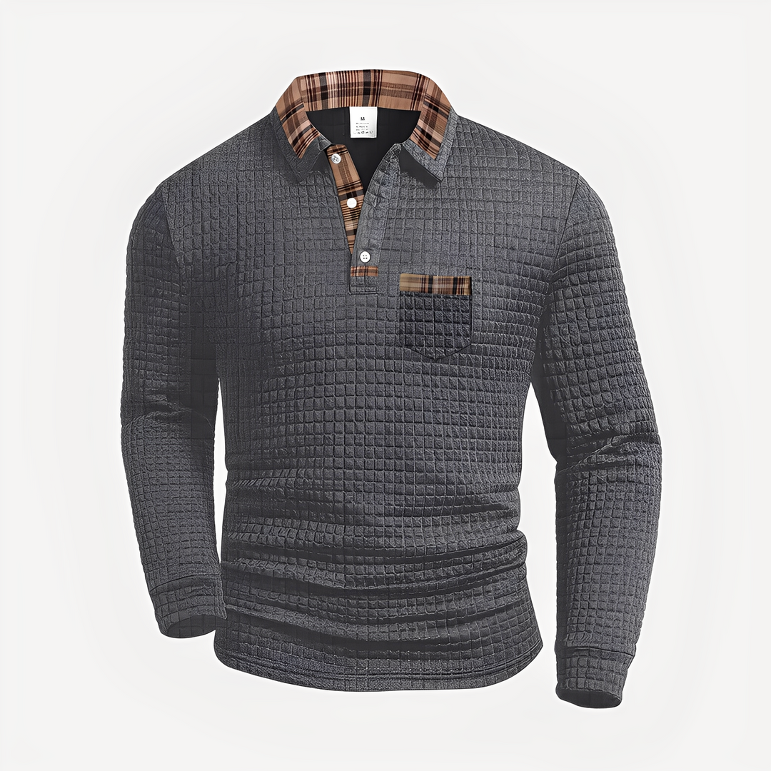 Męska koszulka polo z długim rękawem, elegancka i wygodna. Idealna na jesień/zimę, styl casual.