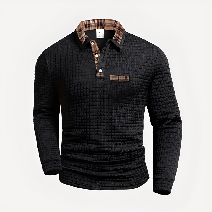 Klasyczna męska koszulka polo z długim rękawem. Wygodna odzież męska do casualowych i eleganckich stylizacji jesienią.