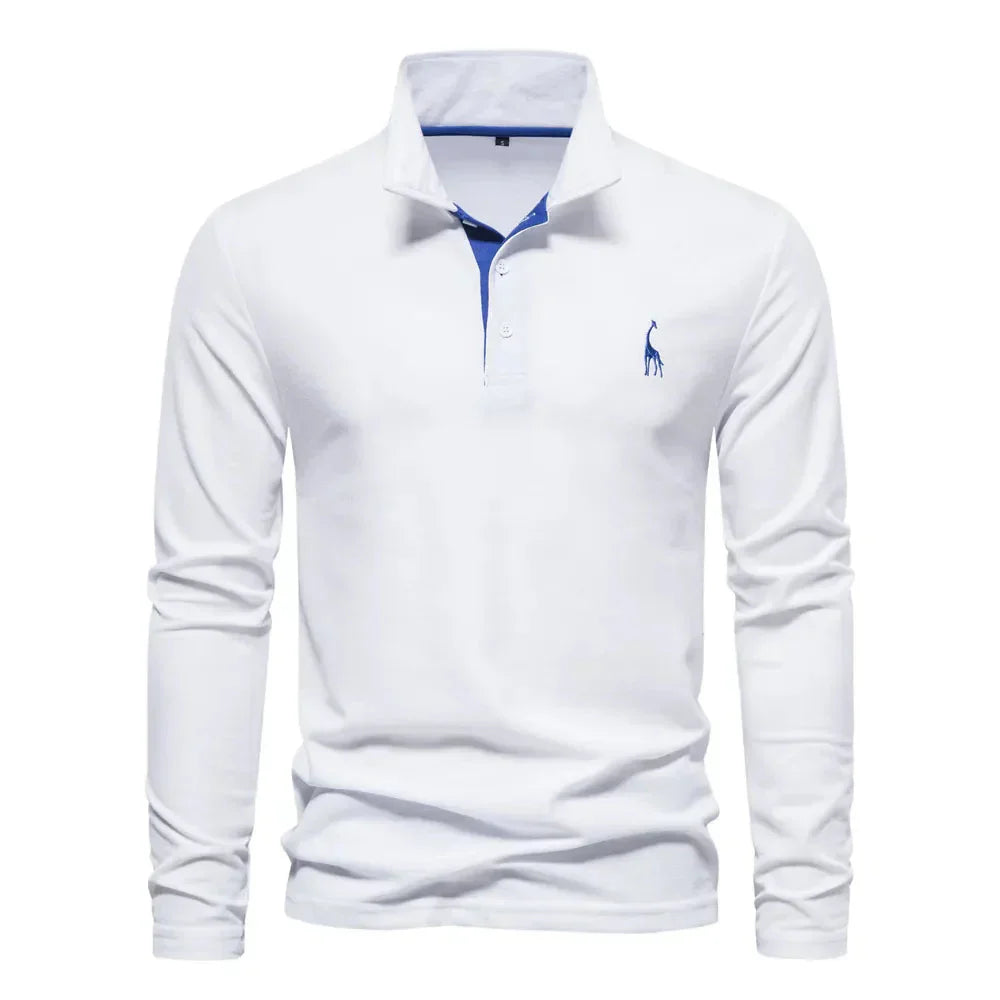 Wygodna męska koszulka polo z długim rękawem. Casualowa odzież męska, uniwersalna na co dzień i eleganckie okazje.