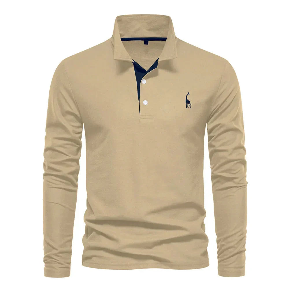 Stylowa męska koszulka polo z długim rękawem. Klasyczny longsleeve polo, idealny na chłodne jesienne i zimowe dni.