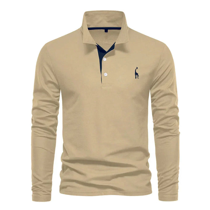 Stylowa męska koszulka polo z długim rękawem. Klasyczny longsleeve polo, idealny na chłodne jesienne i zimowe dni.
