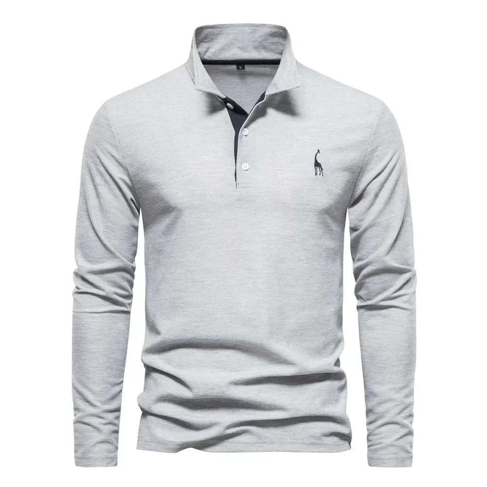 Męska koszulka polo z długim rękawem na chłodne dni. Wysokiej jakości, casualowa i elegancka odzież męska jesień/zima.