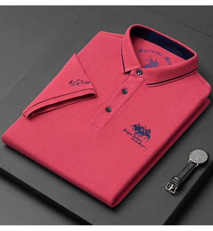 Męska koszulka polo, krótki rękaw. Wygodna i elegancka odzież męska, idealna do stylizacji casual na lato.