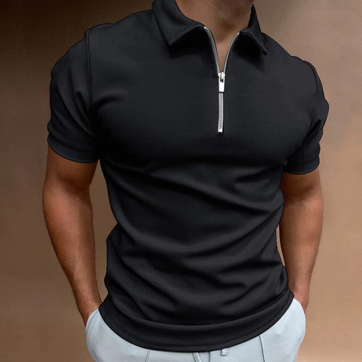 Męska koszulka polo z zamkiem, styl casual, przewiewna, idealna na lato.