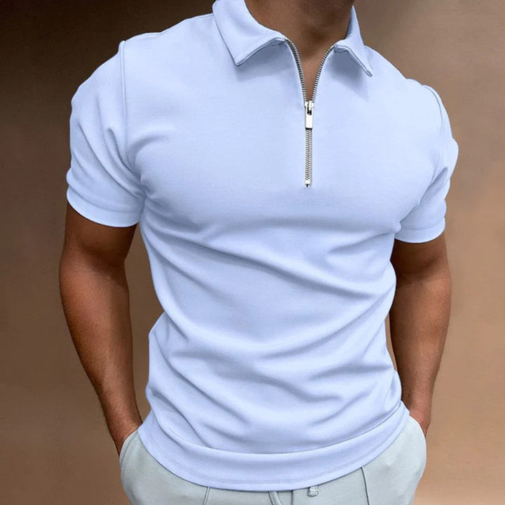 Męska odzież codzienna: koszulka polo z zamkiem, modny design, materiał poliester.