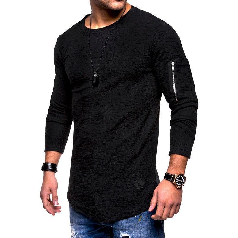 Męska koszulka slim fit z długim rękawem i suwakiem, idealna do casualowych stylizacji.