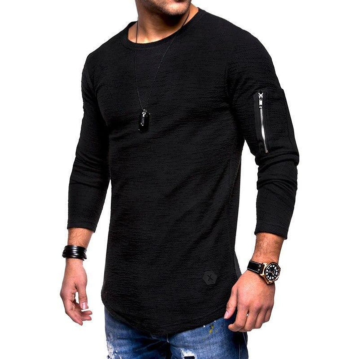 Męska koszulka slim fit z długim rękawem i suwakiem, idealna do casualowych stylizacji.