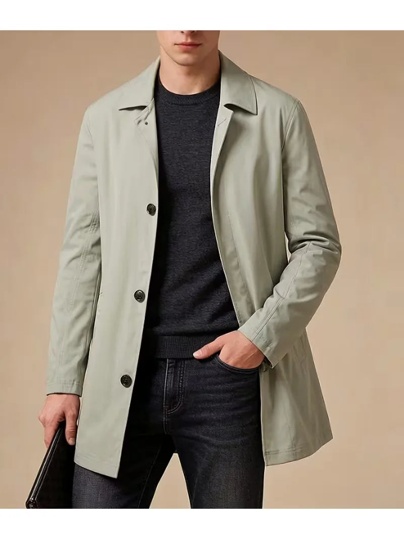 Męska elegancka kurtka przejściowa z długim rękawem, widok z przodu, styl smart casual