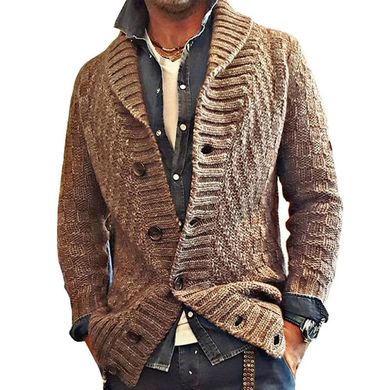 Męska kurtka smart casual z klasycznym kołnierzem, idealna na jesień i wiosnę. Stylowy kardigan męski.