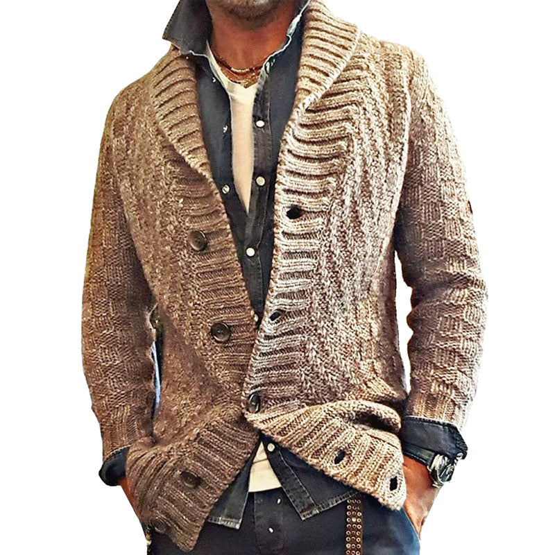 Męska kurtka smart casual granatowa. Kardigan z klasycznym kołnierzem, komfort i elegancki krój w modzie męskiej.