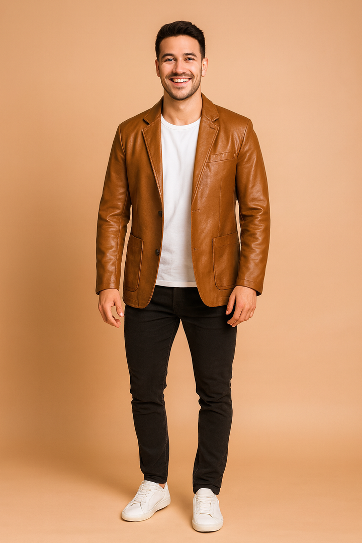 Uniwersalna marynarka męska, klasyczna i elegancka, świetna na biznesowe ubranie lub stylizację smart casual.