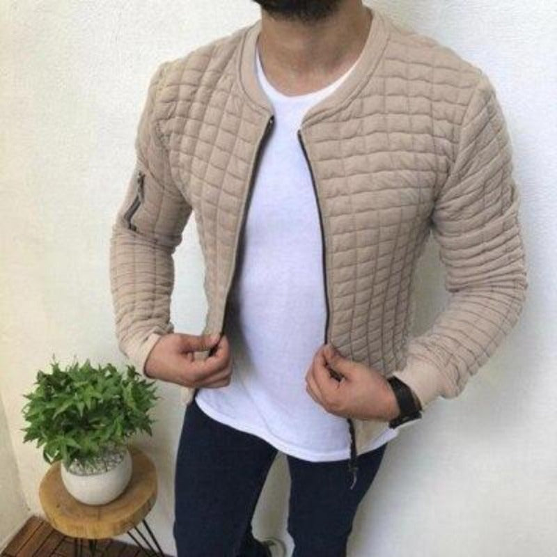 Męska bluza rozpinana pikowana, fason slim fit. Uniwersalna, casualowa i elegancka bluza z zamkiem.