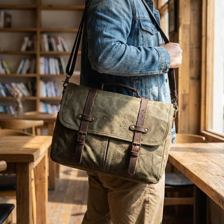 Męska skórzana listonoszka na ramię. Elegancka torba męska idealna do pracy i na co dzień, brązowa.