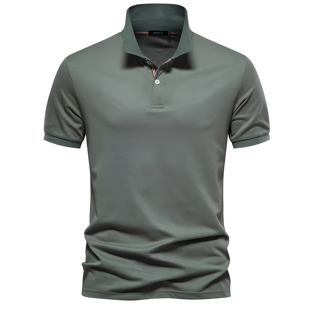 Stylowa męska koszulka polo z guziczkami, krótki rękaw, idealna na letnie dni, elegancki casual.