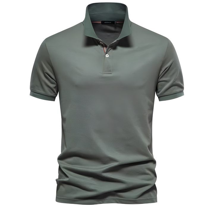 Stylowa męska koszulka polo z guziczkami, krótki rękaw, idealna na letnie dni, elegancki casual.