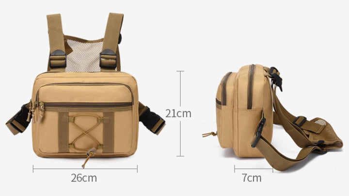 Wytrzymała torba taktyczna na klatkę piersiową do airsoftu i wędrówek. Odporna na wodę, praktyczny organizer.
